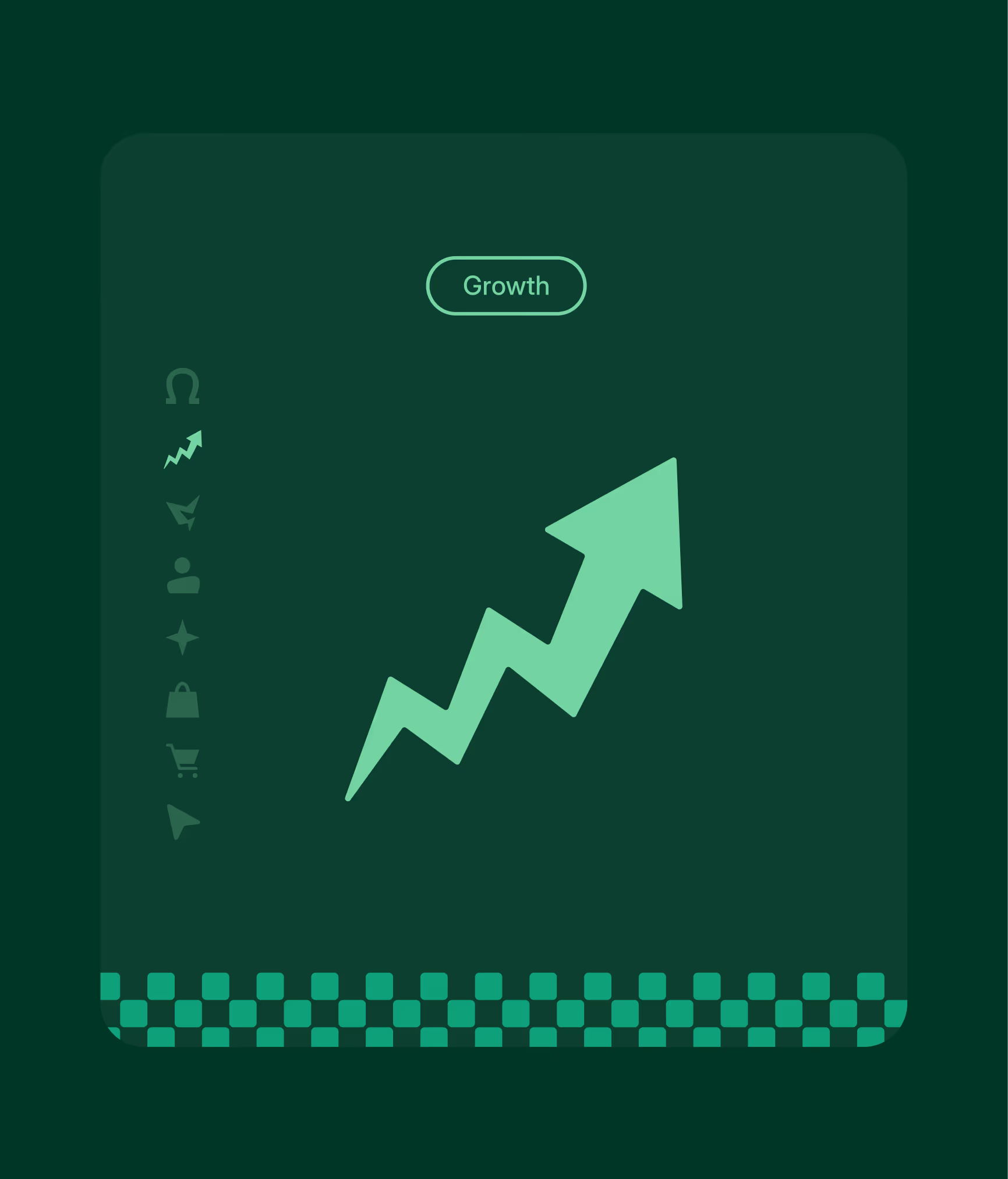 Dark green TVG graphic with a rising zigzag arrow and a Growth label