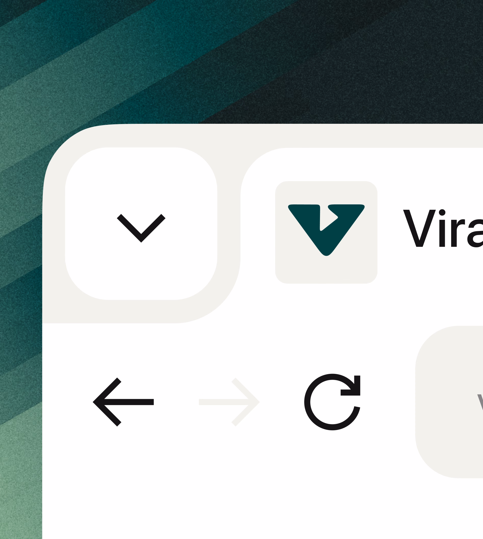 Corner of the Viral Toolkit discovery tool interface, V mark beside a dark green gradient